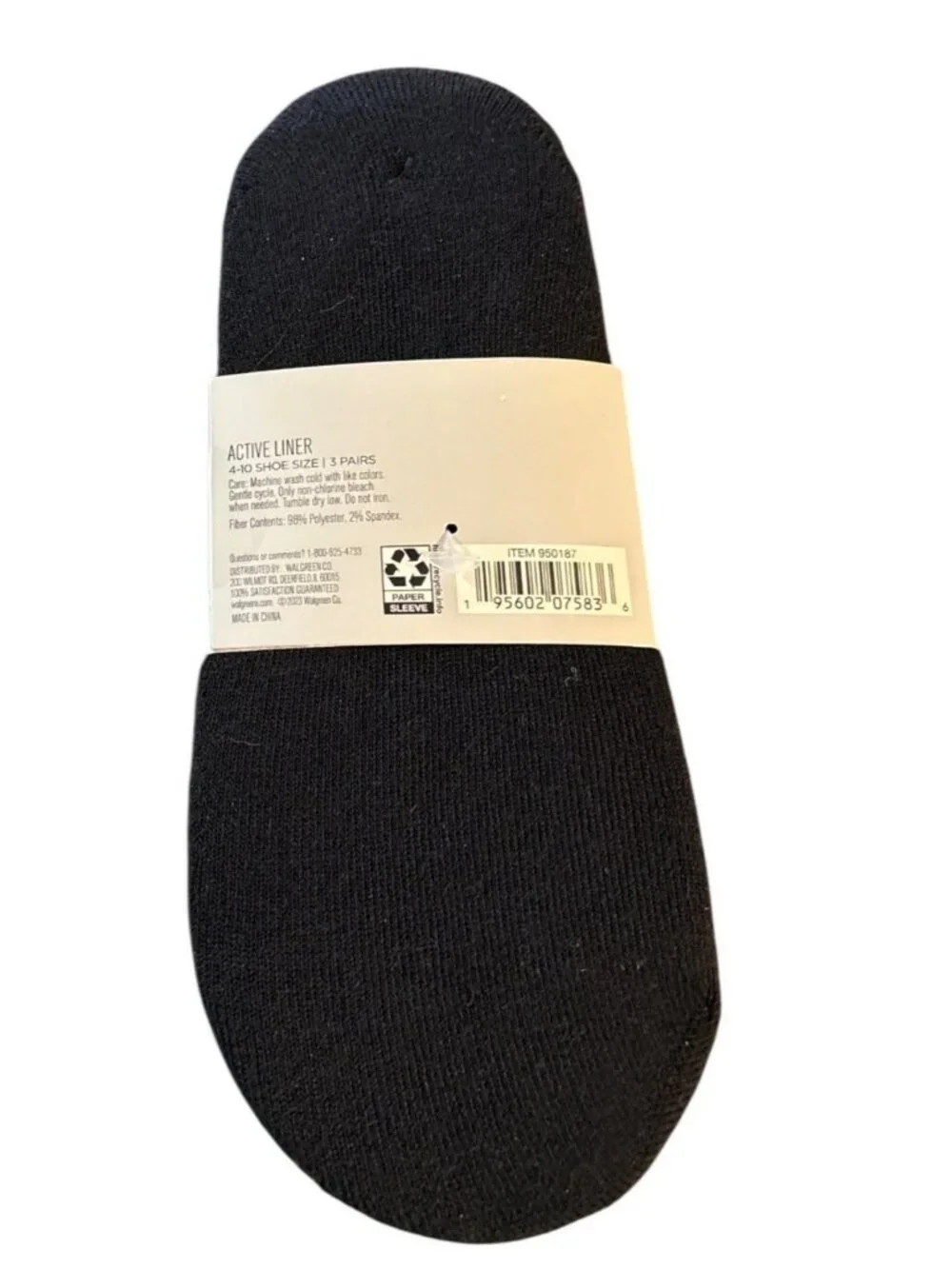 Womens West Loop Active Liner Socks 3-Pack Size 4-10 Black Gray White NWT 950187
